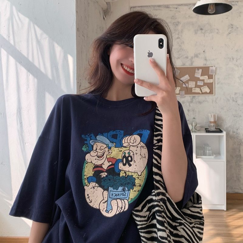 Short-sleeved T-shirt, loose Korean style trendy student Harajuku style top