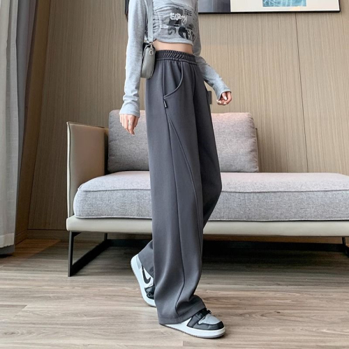 Wide-leg pants for women, spring and autumn new style, high-waisted, loose, straight, casual, mopping, sports banana sweatpants, trendy