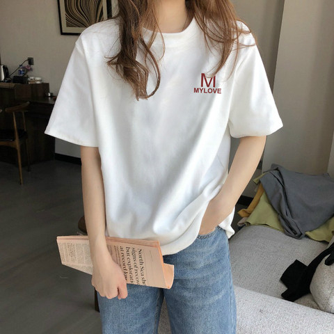 白色短袖t恤女裝2024年新款夏季內搭打底衫百搭圓領上衣體恤