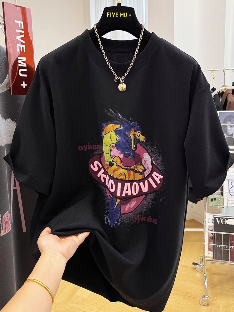 220克/精梳純棉後包領有縫邊S-XXXL夏裝短袖T恤女