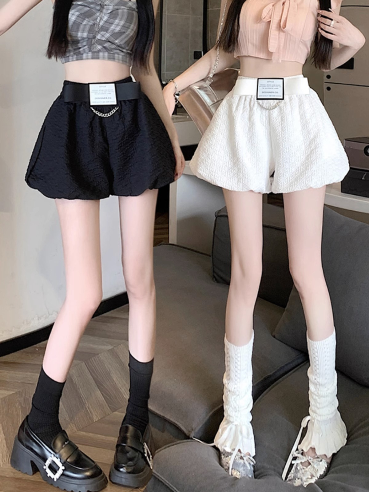 White bud shorts for women summer 2024 new style small high-waist slim casual drape wide-leg a-line hot pants