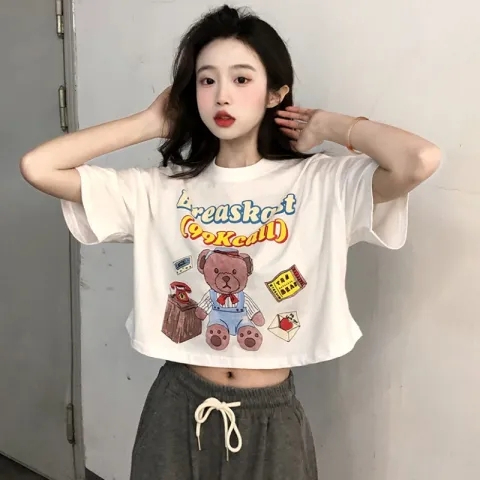 Short-sleeved T-shirt women's loose Korean version ins trend 2024 spring and summer new style mid-length half-sleeved top ins trend