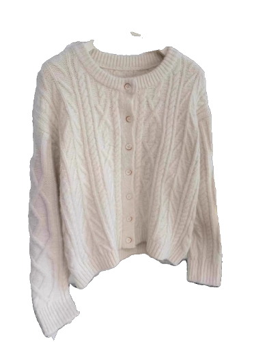 2024 Spring Japanese Soft Breast Style Retro Twist Sweater Feminine Knitted Cardigan White Lazy Style Jacket