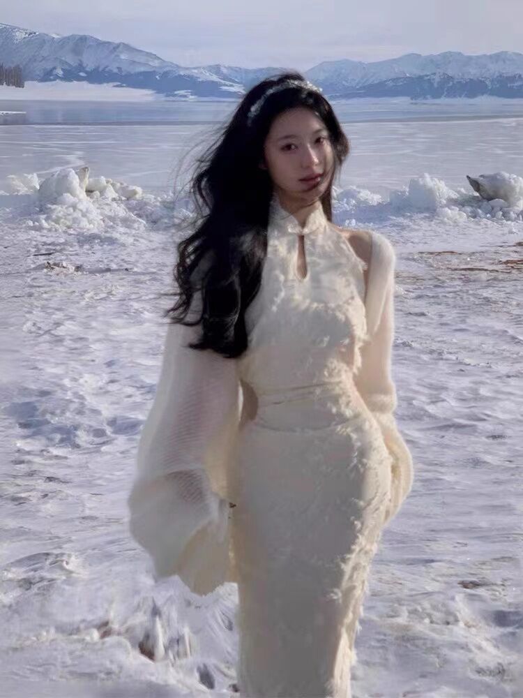 從一時刻白玉花瓶腰白色新中式旗袍女2024夏季新款吊帶連衣裙