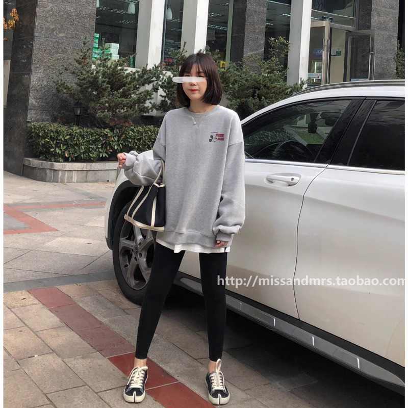官圖 華棉複合薄款310克/加絨410克 秋冬裝衛衣女印花寬鬆大碼