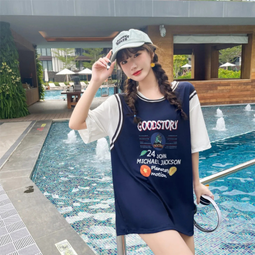 2024 new cover-up swimsuit for female summer students conservative slimming belly-covering Korean ins three-piece hot spring swimsuit