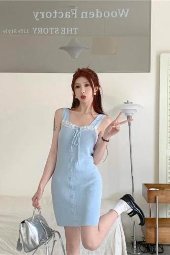 Actual shot of spring new style~Design niche lace slim fit sweet girl dress