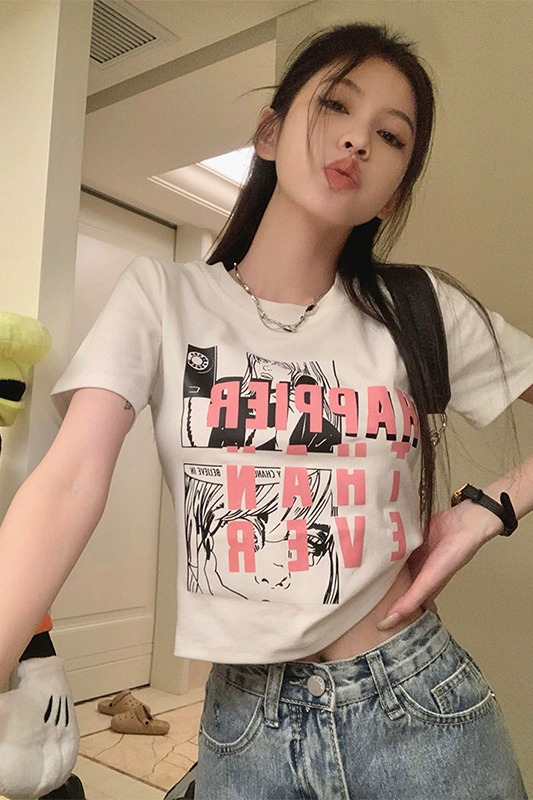 Summer slimming hot girl short-sleeved tops T-shirt for women