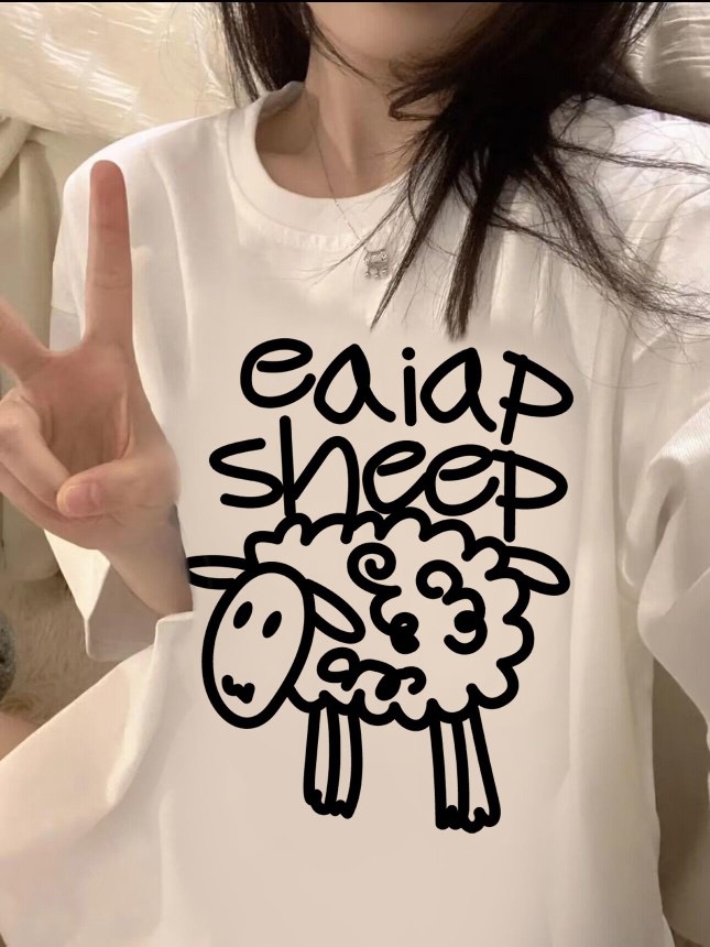 官圖 重磅/精梳純棉 後包領 有縫邊 S-XXXL 夏裝短袖T恤女