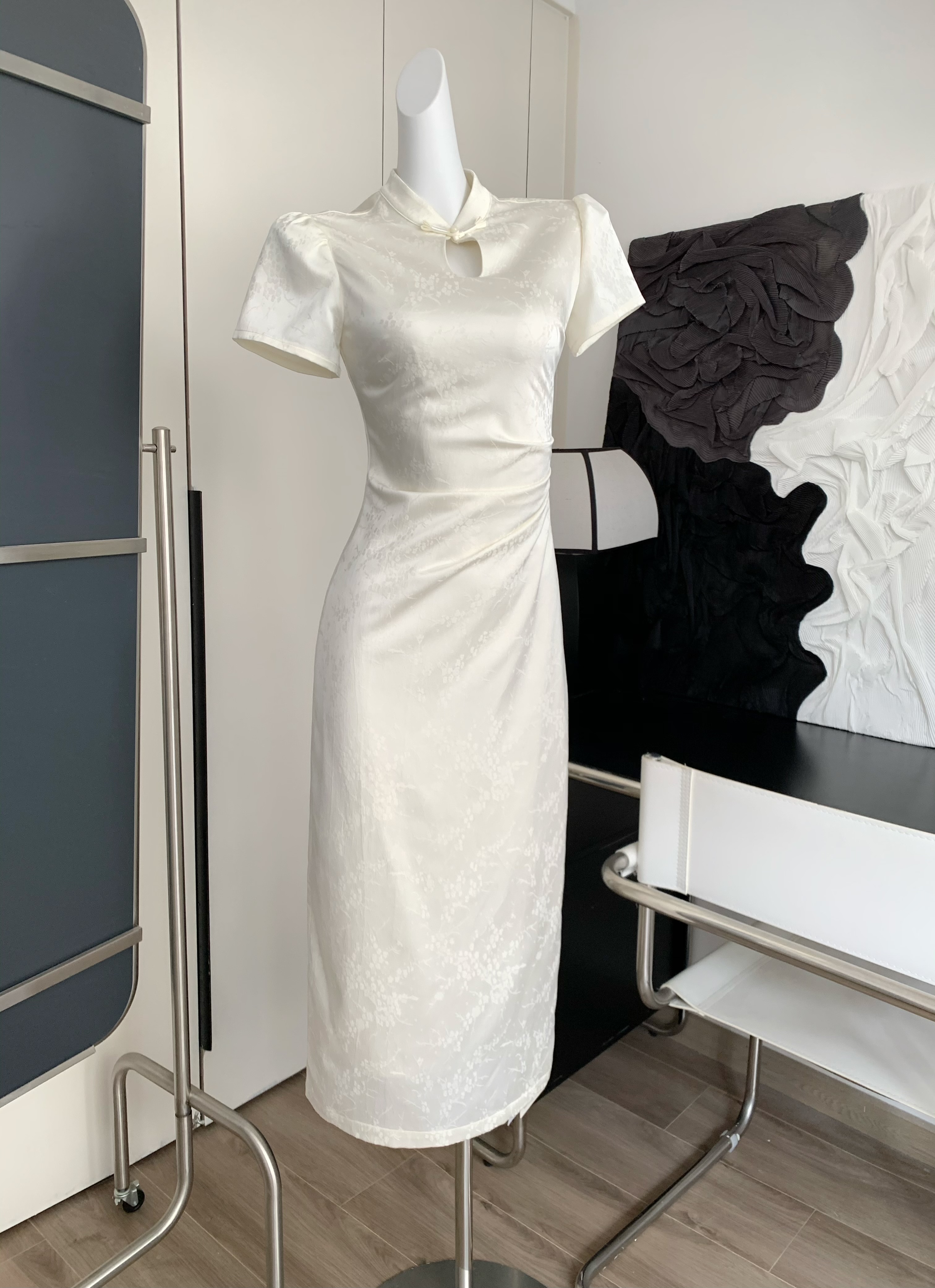 Luqing Yiqing light tone heavy jacquard cheongsam dress women's summer new national style improved new Chinese style dress