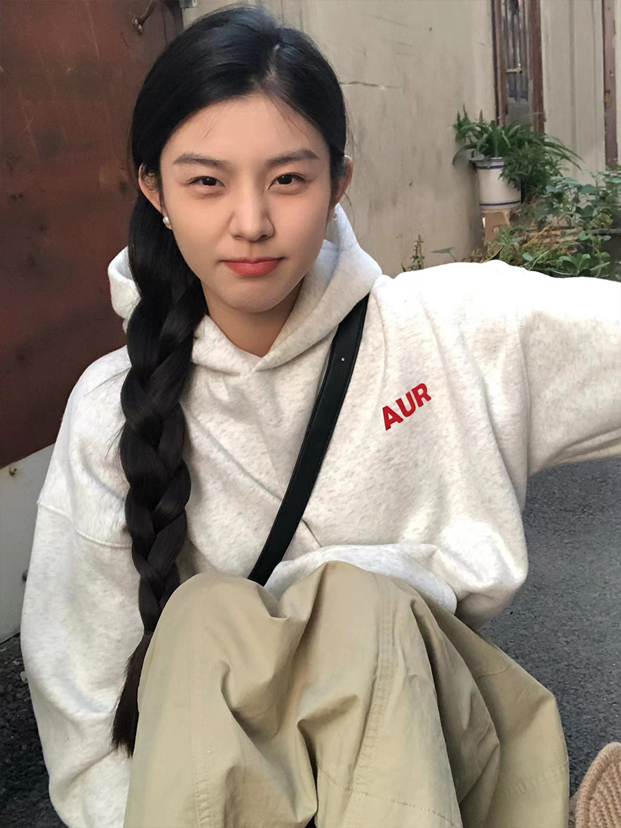 官圖華棉複合薄款310克/加絨410克秋冬裝衛衣女印花