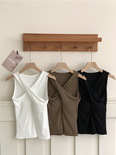 Actual shot of spring new style ~ sexy design and sexy chest cross basic camisole