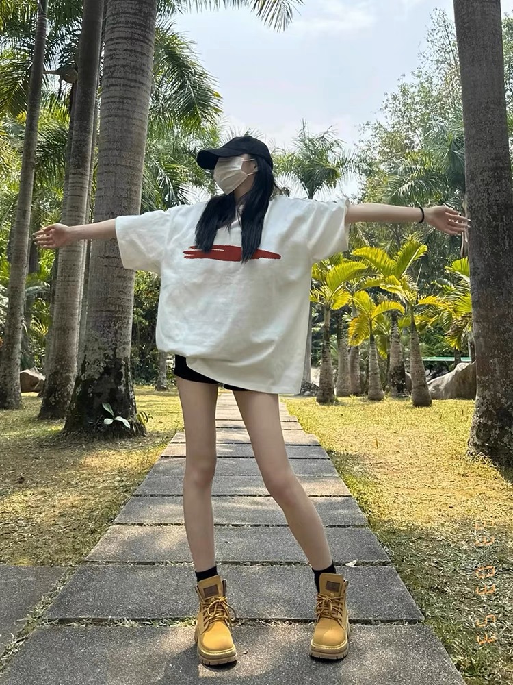 官圖 重磅/精梳純棉 後包領 有縫邊 S-XXXL 夏裝短袖T恤女