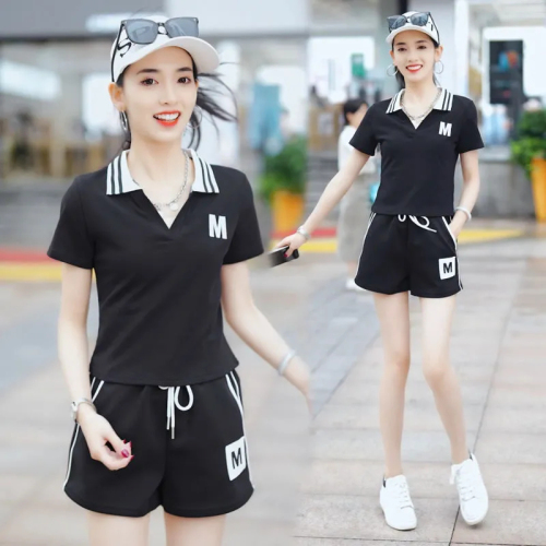 Casual sports suit for women summer 2024 new style, age-reducing, fashionable, slimming, fashionable wide-leg pants two-piece set
