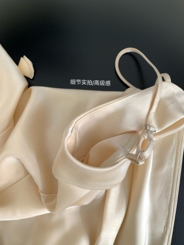 Xia Shiwen LaLa Land satin French slim three-dimensional flower suspender skirt/long-sleeved dress for women spring