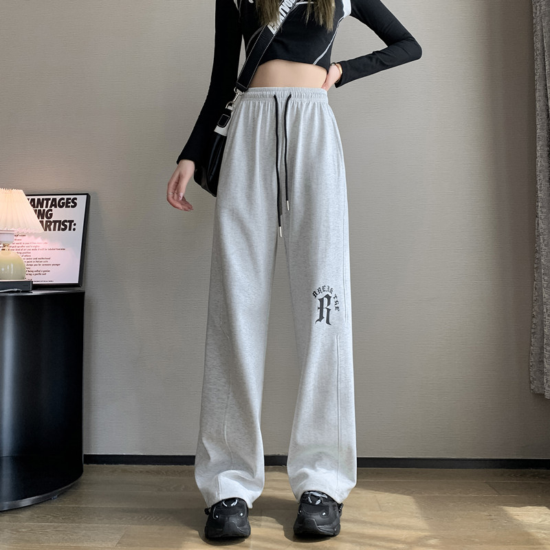 ，字母長褲女嘻哈寬鬆爵士舞直筒運動hiphop休閒褲