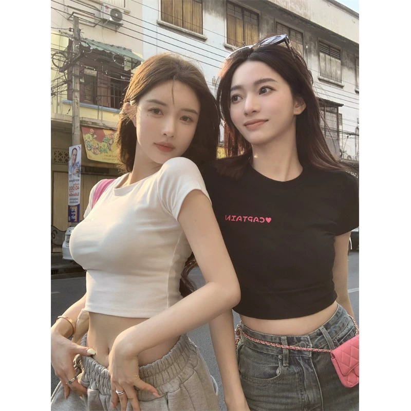 夏季修身顯瘦辣妹短袖上衣T恤女