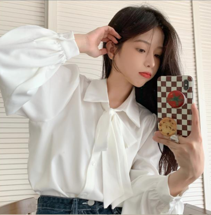 2024 Spring Large Size Western Style White Shirt Long Sleeve Bow Tie Temperament Design Shirt M-4XL 200 Jin