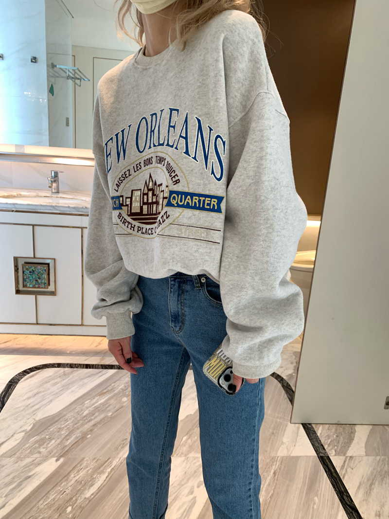 Official photo Chinese cotton composite thin 310g/plus velvet 410g autumn and winter sweatshirt for women with printed loose large size