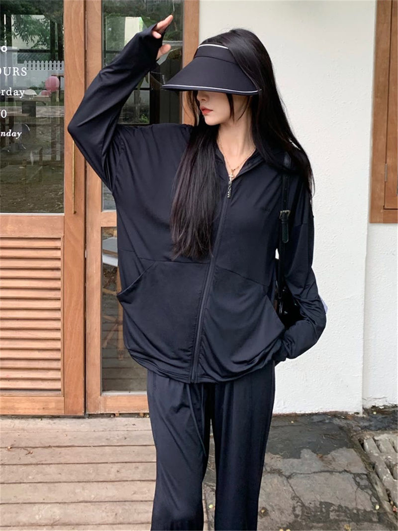 Ice silk original yarn Korean style simple college style sun protection clothing high quality women's sun protection clothing breathable versatile solid color jacket