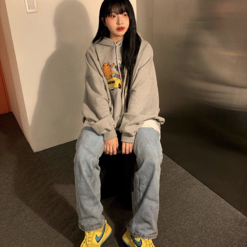 官圖華棉複合薄款310克/加絨410克秋冬裝衛衣女印花
