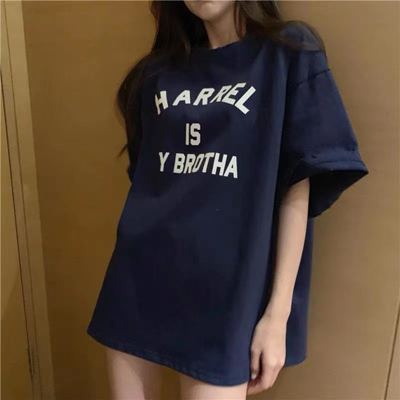 Trendy short-sleeved women's summer loose mid-length tops