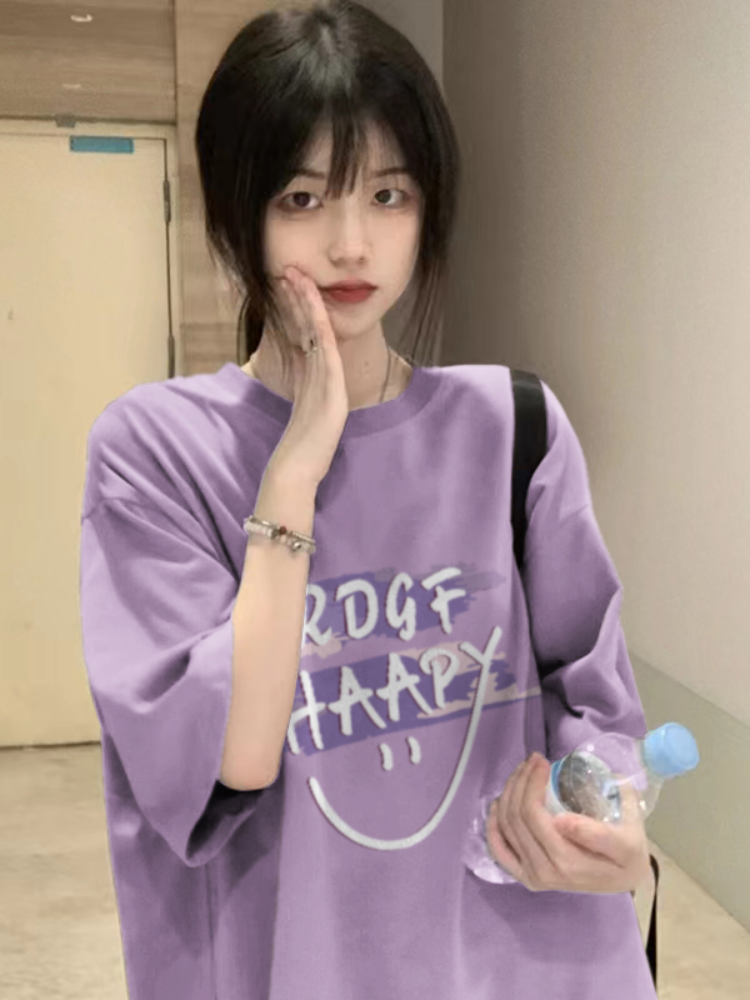 官圖 重磅/精梳純棉 後包領 有縫邊 S-XXXL 夏裝短袖T恤女
