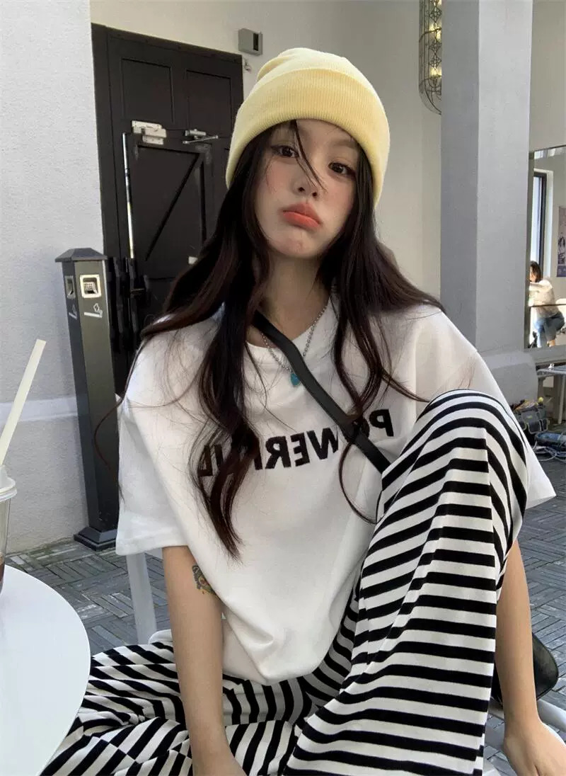 官圖 重磅/精梳純棉 後包領 有縫邊 S-XXXL 夏裝短袖T恤女