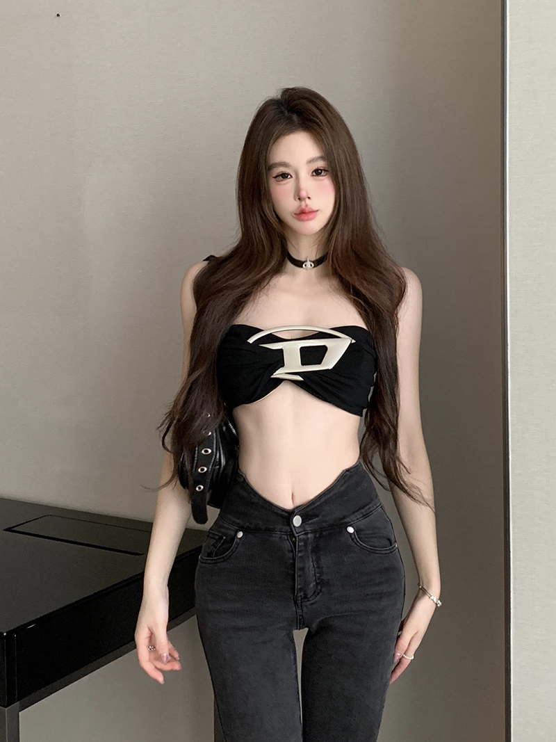 實拍 性感辣妹抹胸背心時尚潮流小眾新款內搭上衣