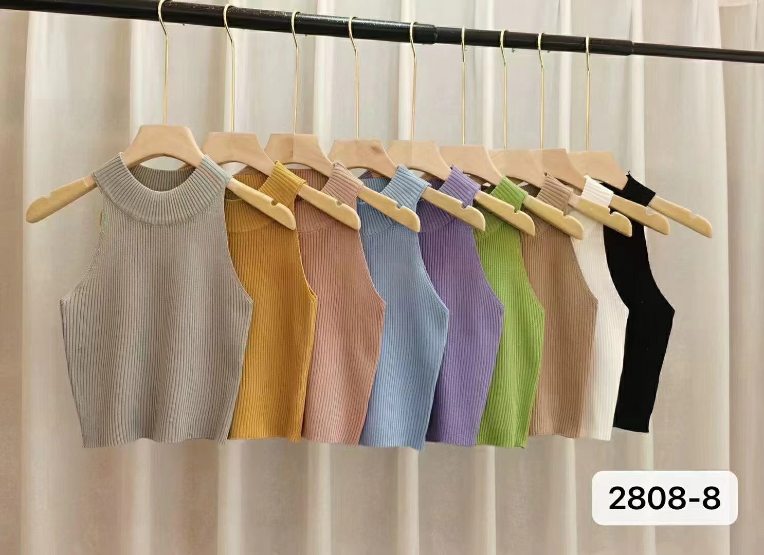 Sexy black halterneck sweater vest for women summer high-end tight short hot girl half turtleneck sleeveless top