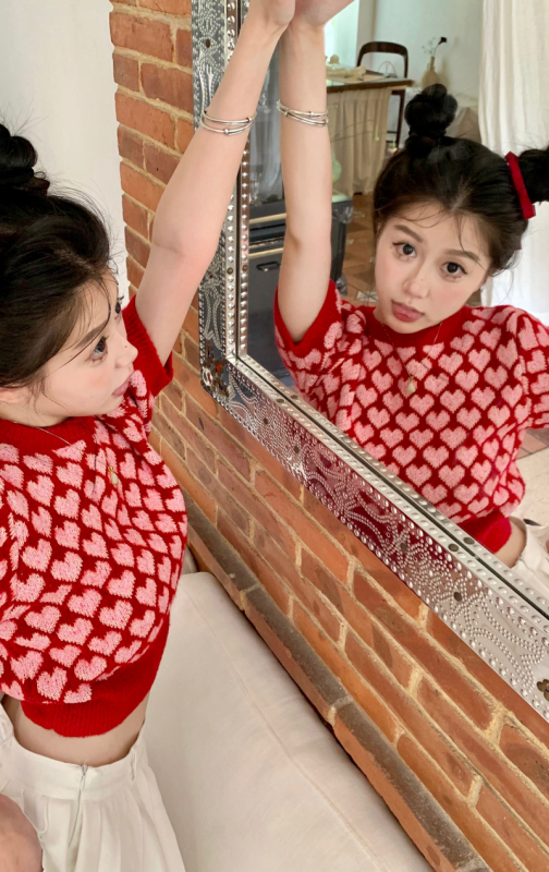 Actual shot of new heart-shaped jacquard sweater
