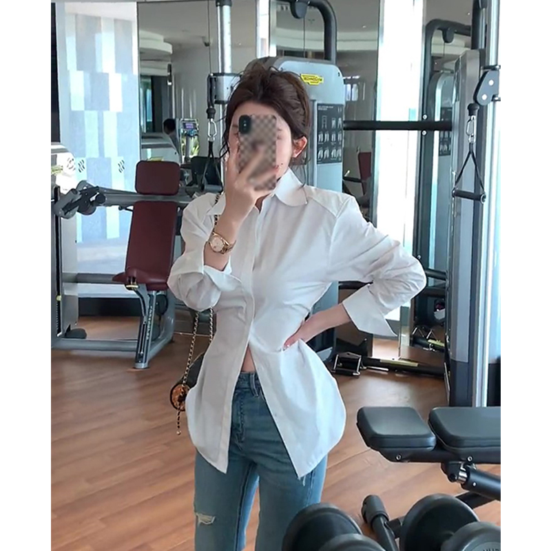 2024年早春新款白色收腰襯衫女設計感小眾高級感漂亮別致小衫上衣