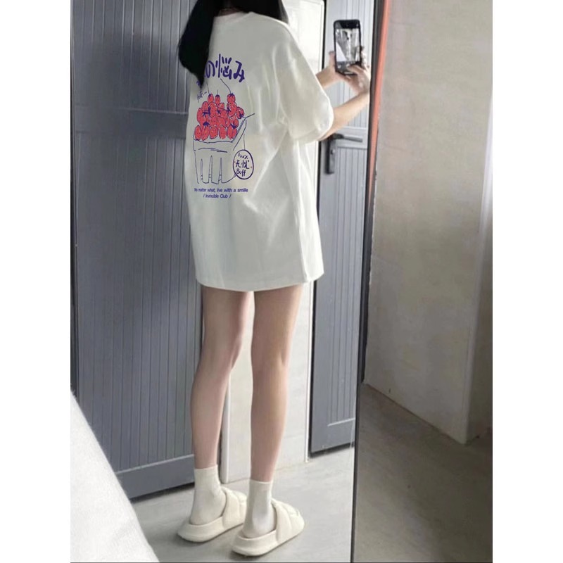 高質量純棉220克精梳緊密手感好直播品質前後印花短袖t恤女