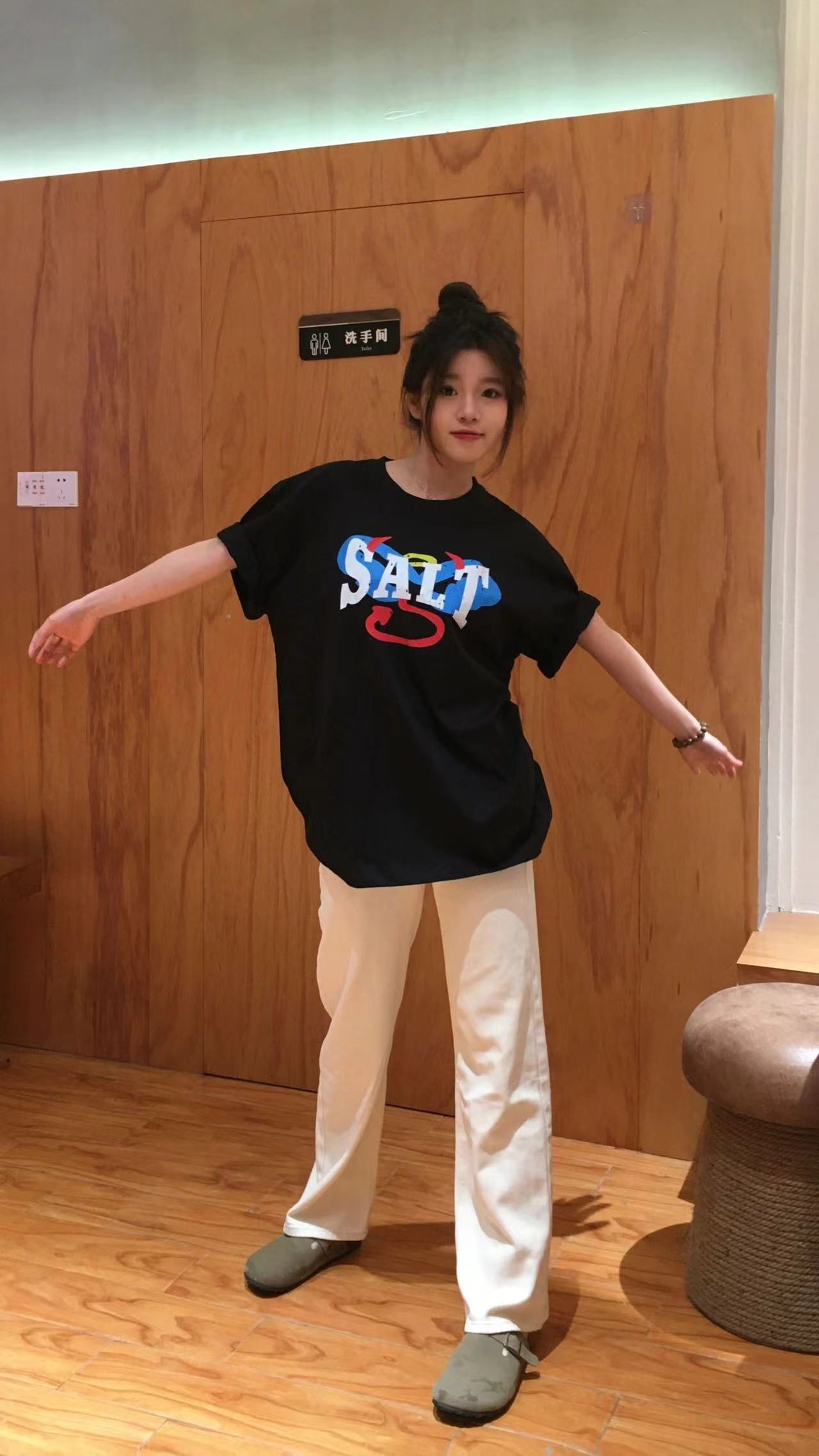 高質量純棉220克精梳緊密手感好直播品質前後印花短袖t恤女