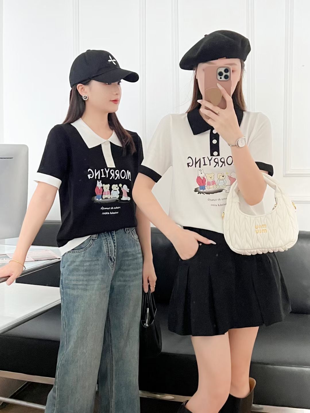 顯瘦短款打底小衫女設計感小POLO領春夏款插肩長袖t恤毛衣上衣