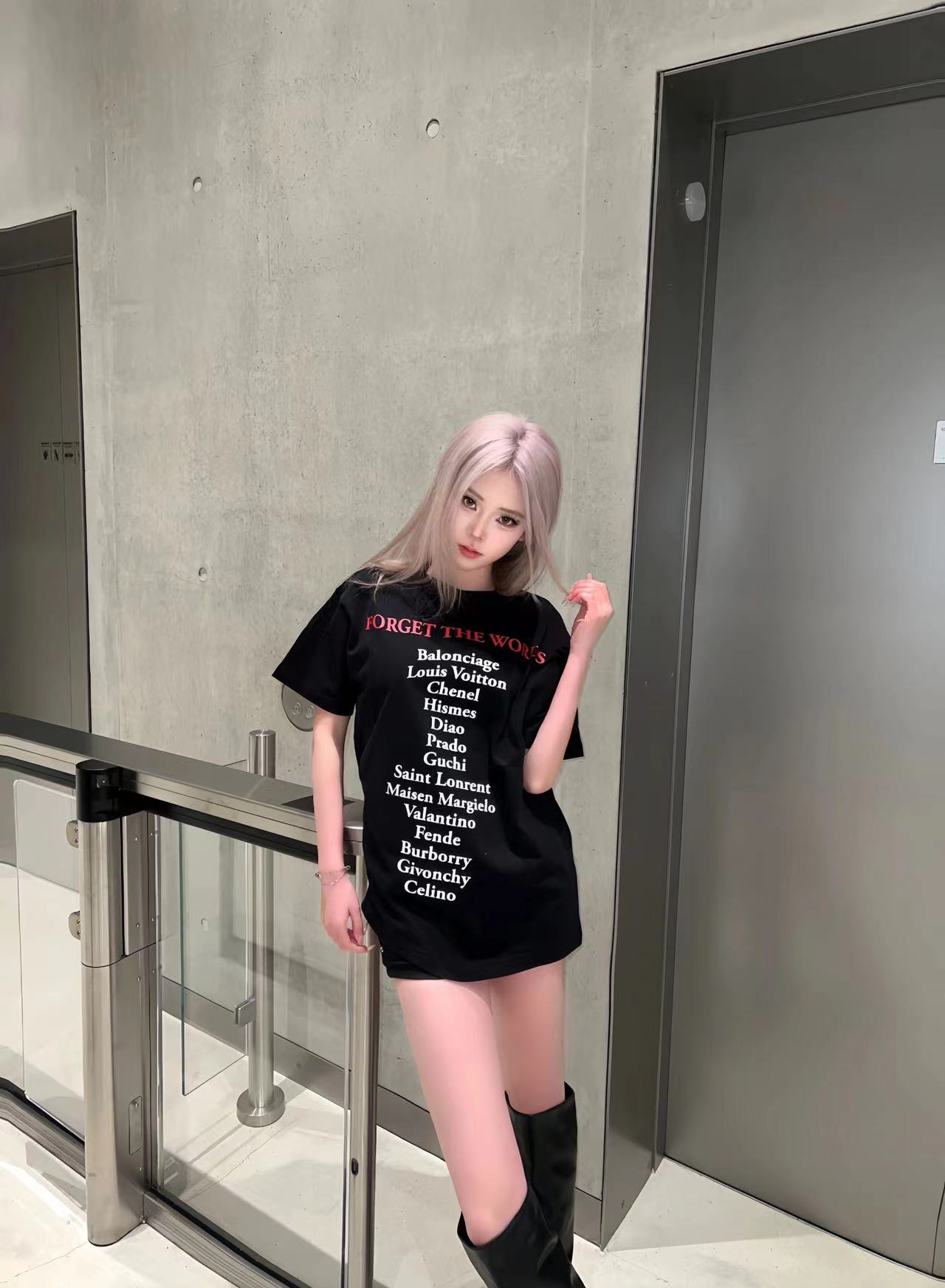 高質量純棉220克精梳緊密手感好直播品質前印花短袖t恤女