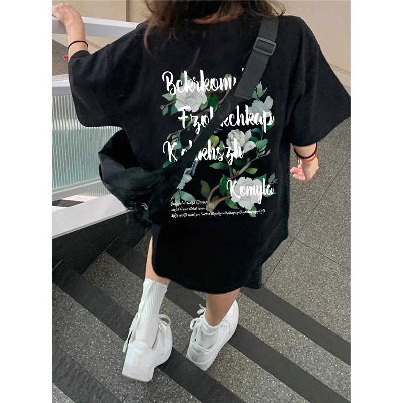 高質量純棉220克精梳緊密手感好直播品質前後印花短袖t恤女