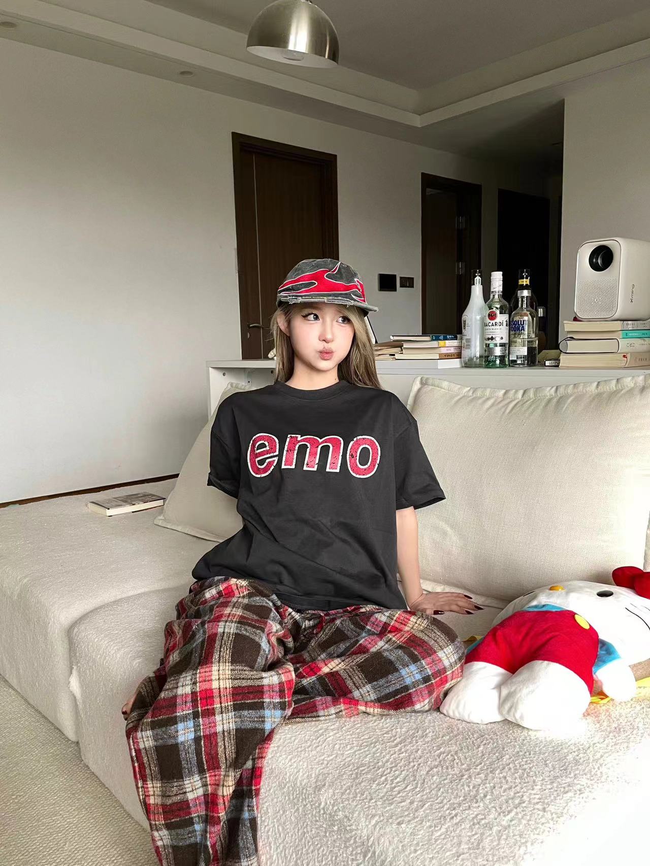 高質量純棉220克精梳緊密手感好直播品質前印花短袖t恤女