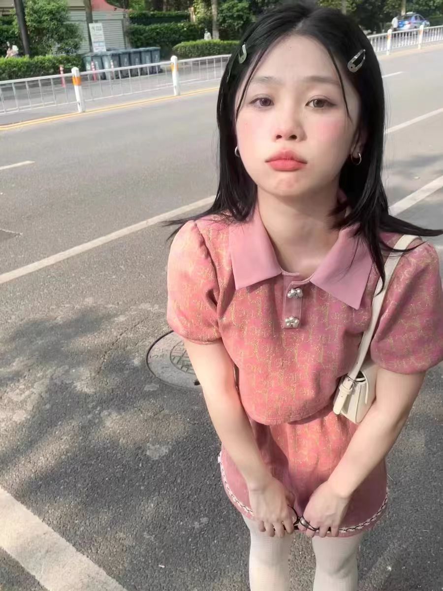 桃桃莓妙 千金小姐甜美針織套裝上衣半身裙兩件套