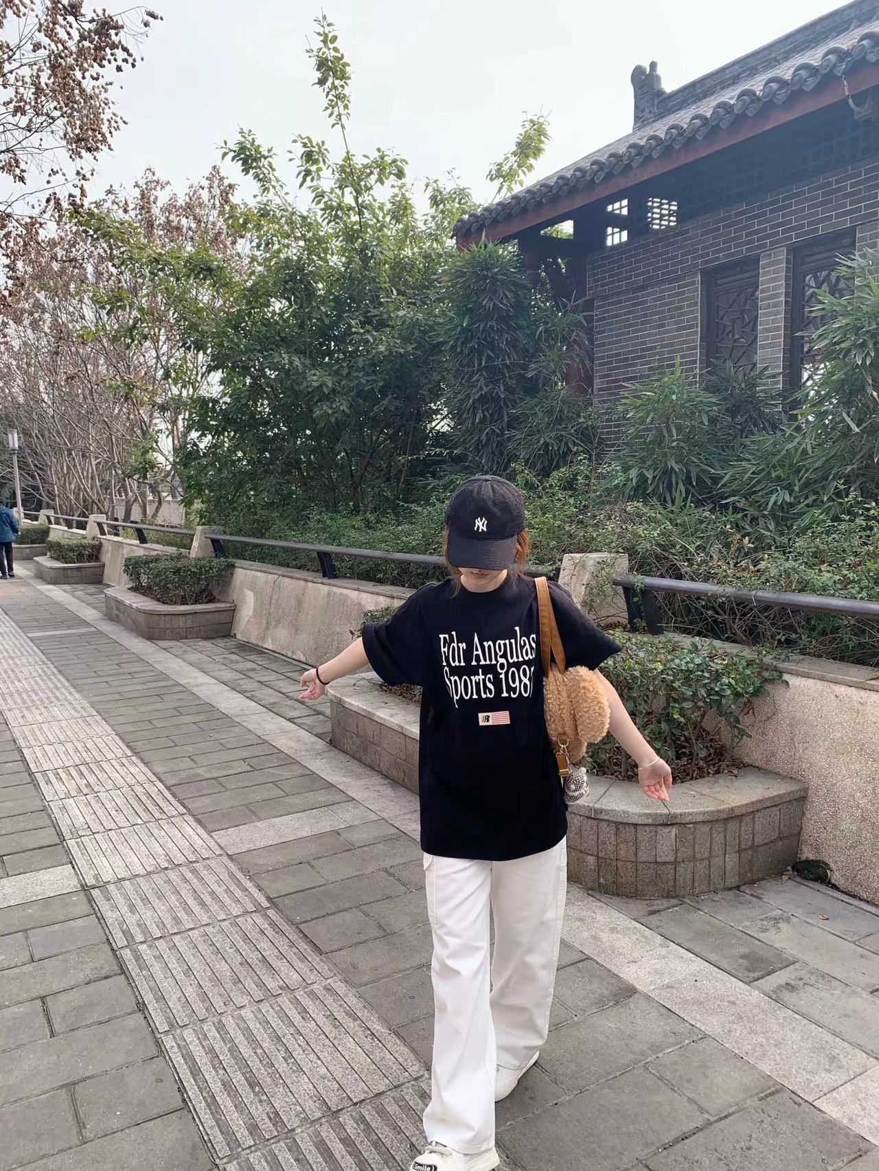 高質量純棉220克精梳緊密手感好直播品質前印花短袖t恤女