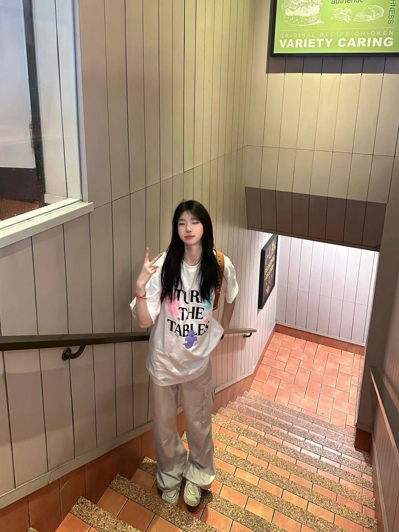 高質量純棉220克精梳緊密手感好直播品質前印花短袖t恤女