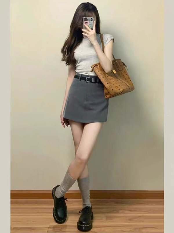早春女裝2024新款chic甜辣連衣裙子掐腰熱辣短裙格雷系初春夏套裝