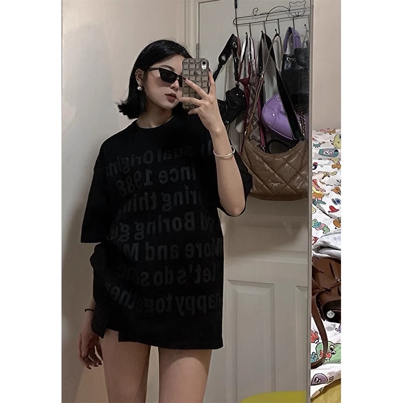 高質量純棉220克精梳緊密手感好直播品質前印花短袖t恤女