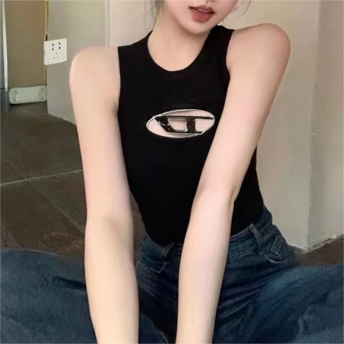 早安樊樊金屬標性感針織吊帶背心女美式辣妹修身性感氣質時髦上衣
