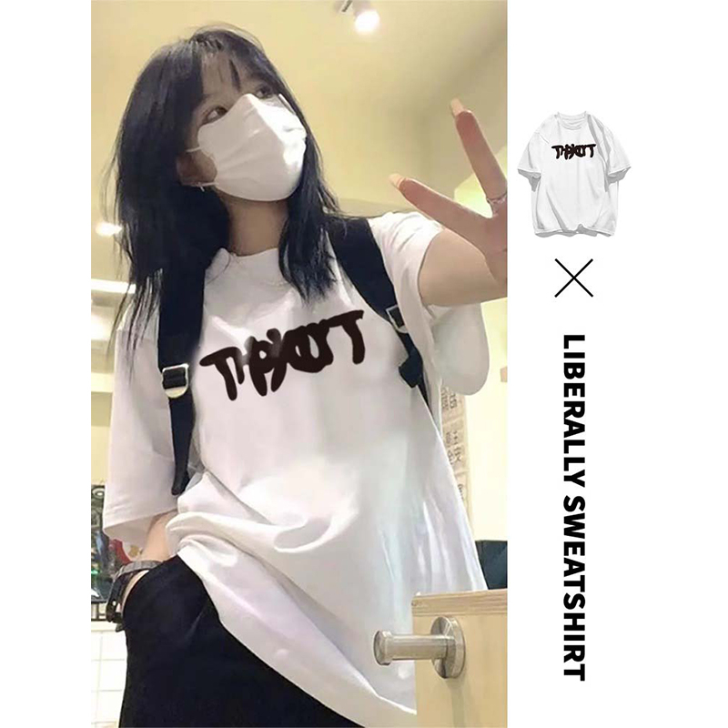 230g rear bag spring and summer new style pure cotton short-sleeved T-shirt trend