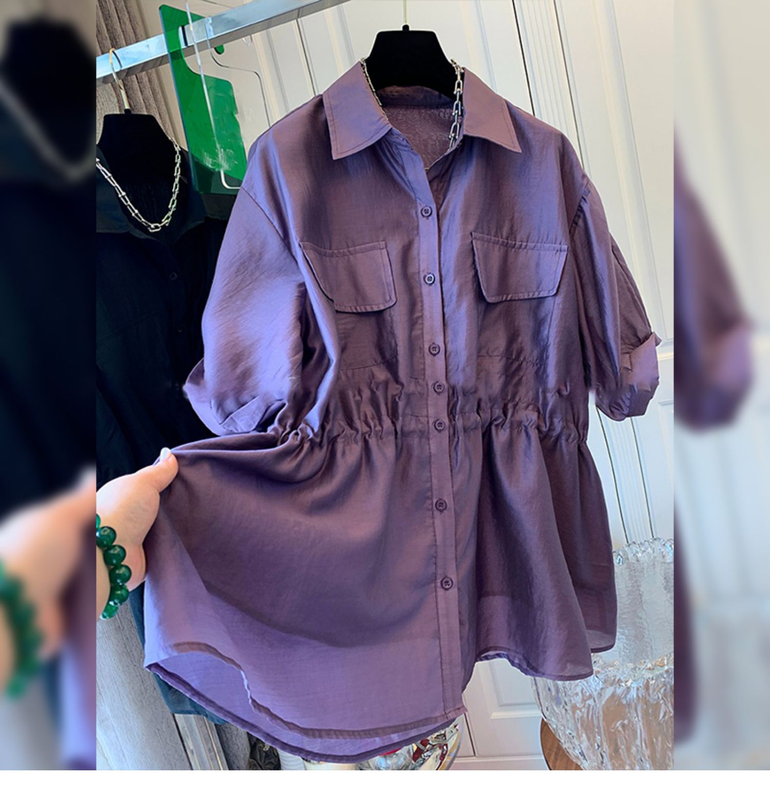 Official picture 300 pounds fat mm large size drawstring sun protection clothing women's shirt loose cardigan