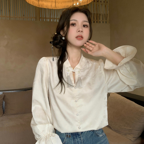 新中式大码女装衬衫简约中国风宽松型衬衣