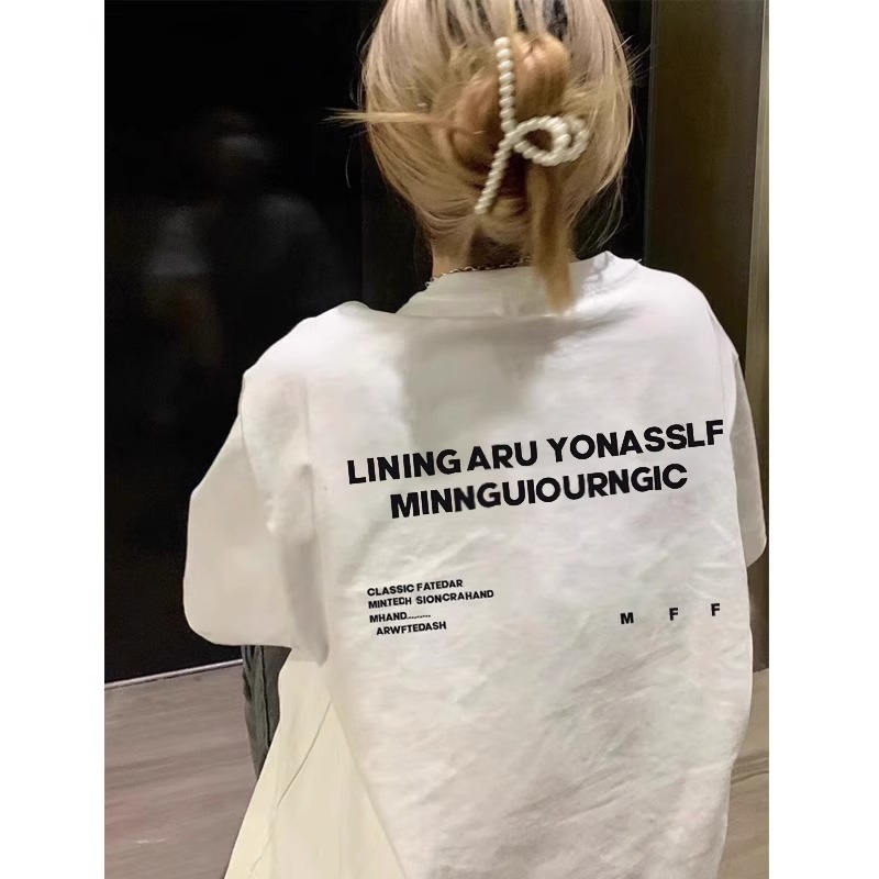 高質量純棉220克精梳緊密手感好直播品質前後印花短袖t恤女