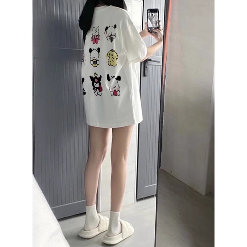 高質量純棉220克精梳緊密手感好直播品質前後印花短袖t恤女