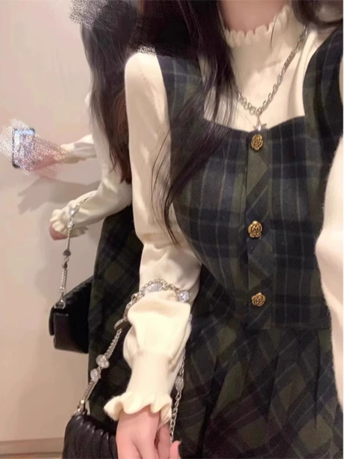 早春季穿搭套裝背帶連衣裙子女初春裝搭配一整套時尚2024新款長裙